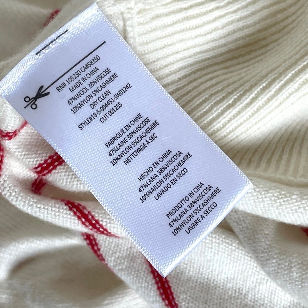 Equipment Wool Cashmere Sweater Womens Large White Oversized Crew Neck Red Cozy - Picture 11 of 11